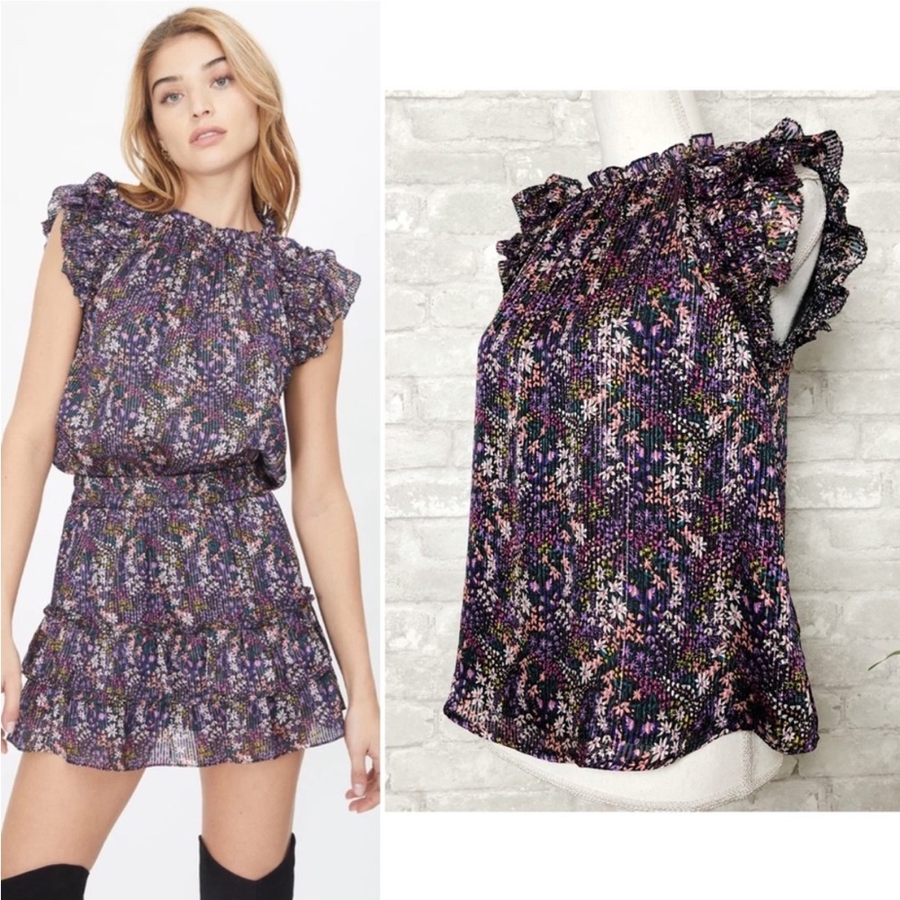 GENERATION LOVE Adelina Sweet Viola Silk
Lurex Tank Blouse in Purple
